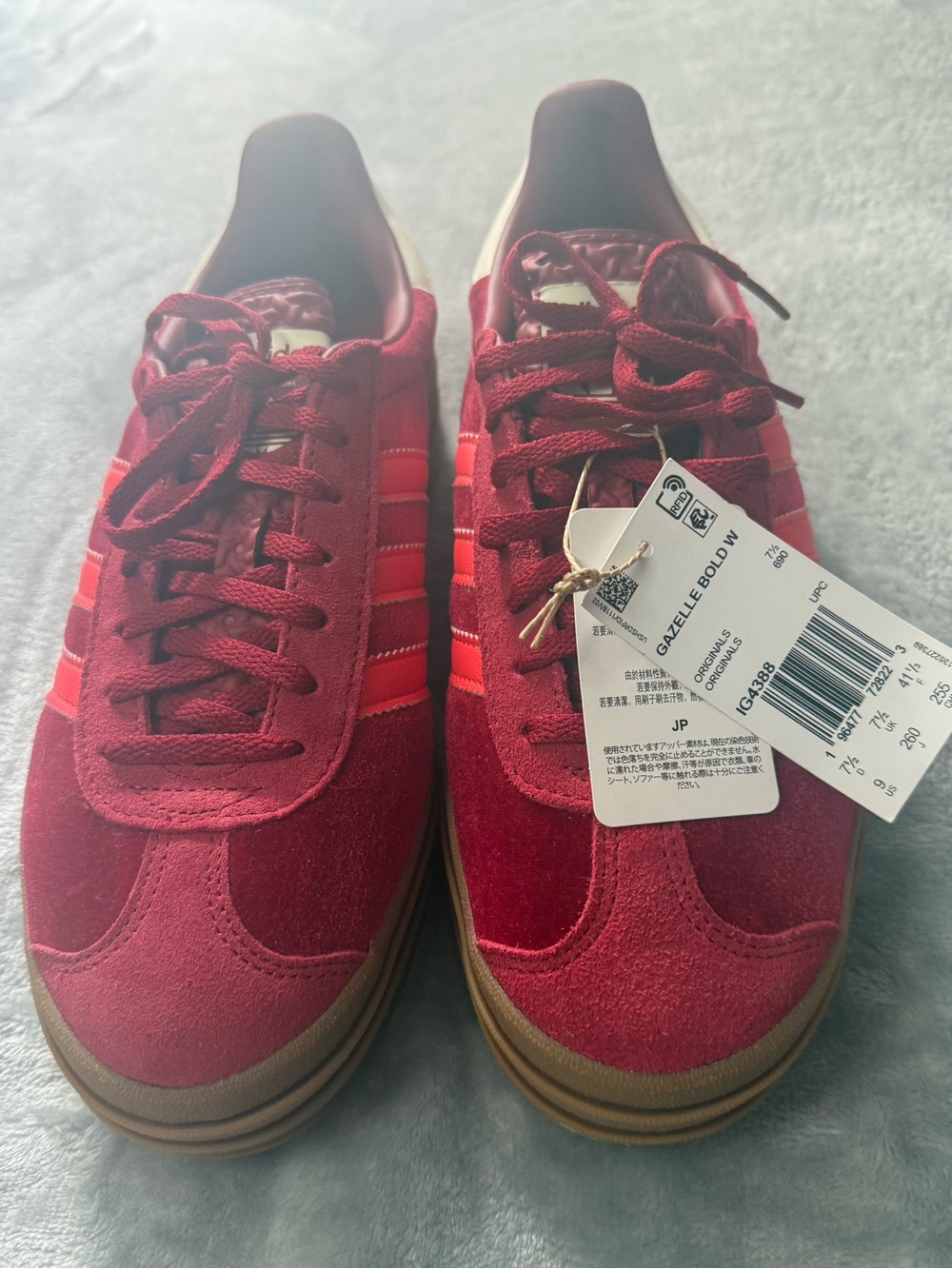 adidas Gazelle Bold W in deep red with gum sole